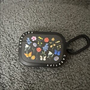 Casetify Black Floral AirPods Case